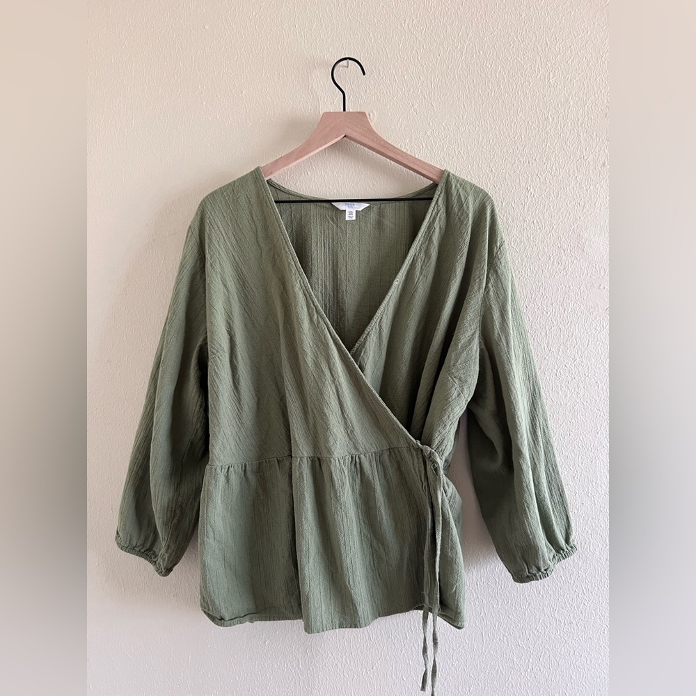 Green Wrap Blouse